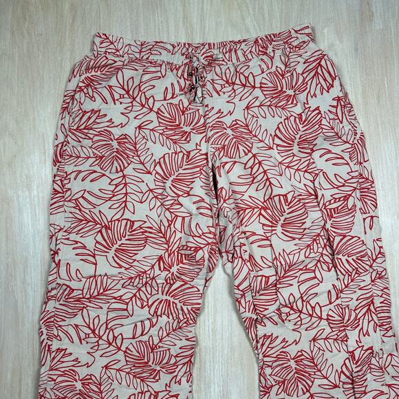 Lane Bryant Drawstring Linen Tropical Leaf Print Resort Wide Leg Pants 18/20 - Picture 3 of 16